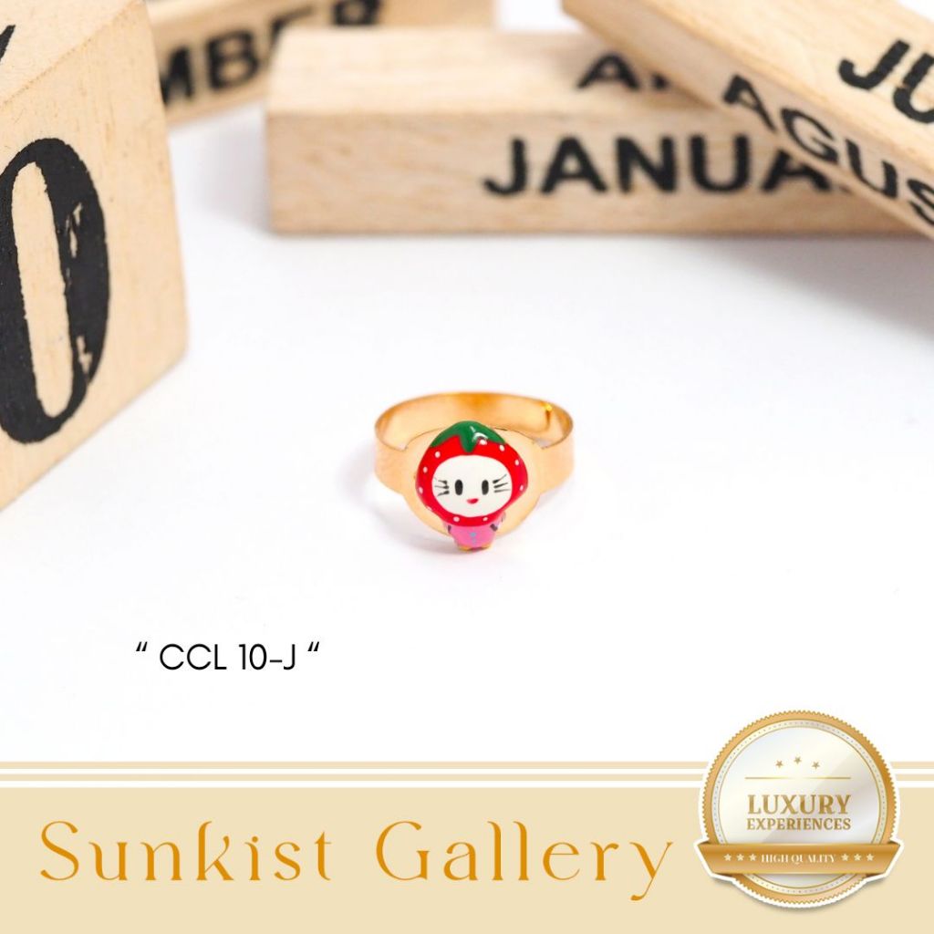 CINCIN ANAK NEWBORN OSROT MODEL HELLO KITTY STRAWBERRY LUCU EMAS ASLI EMAS MUDA KADAR 8K (375) CINCI