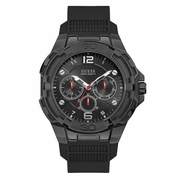 Guess W1254G2 Black Dial Black Silicone Strap