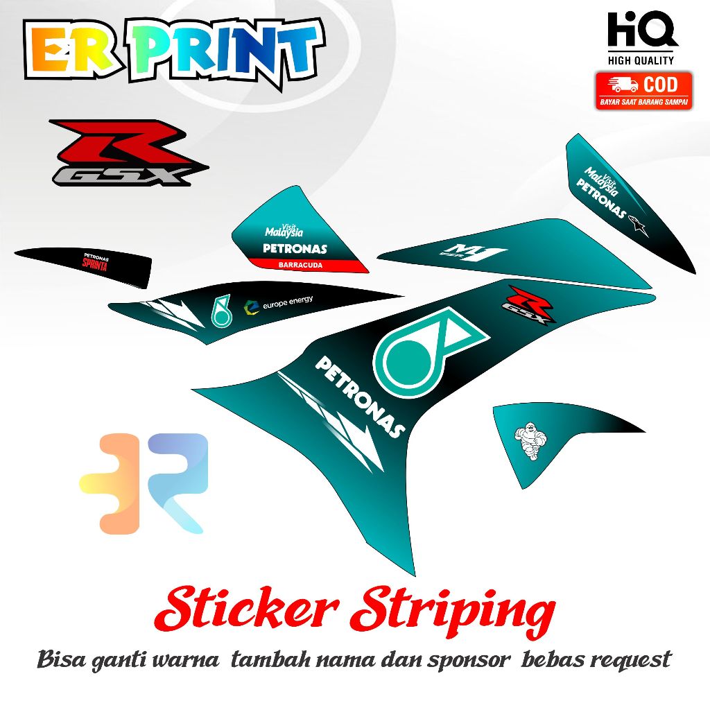 Striping Suzuki GSX 150r Sticker 1 Full Set Kanan Kiri Variasi  Desain Petronas