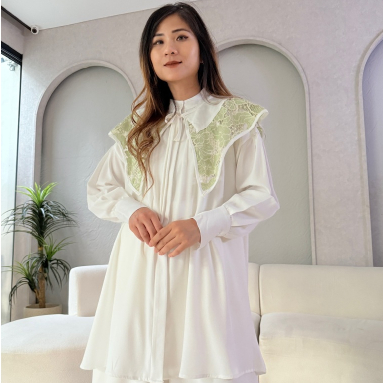 Hyeri Blouse - Baju Blouse Kondangan Brukat Bunga Elegan - Atasan Wanita Kemeja