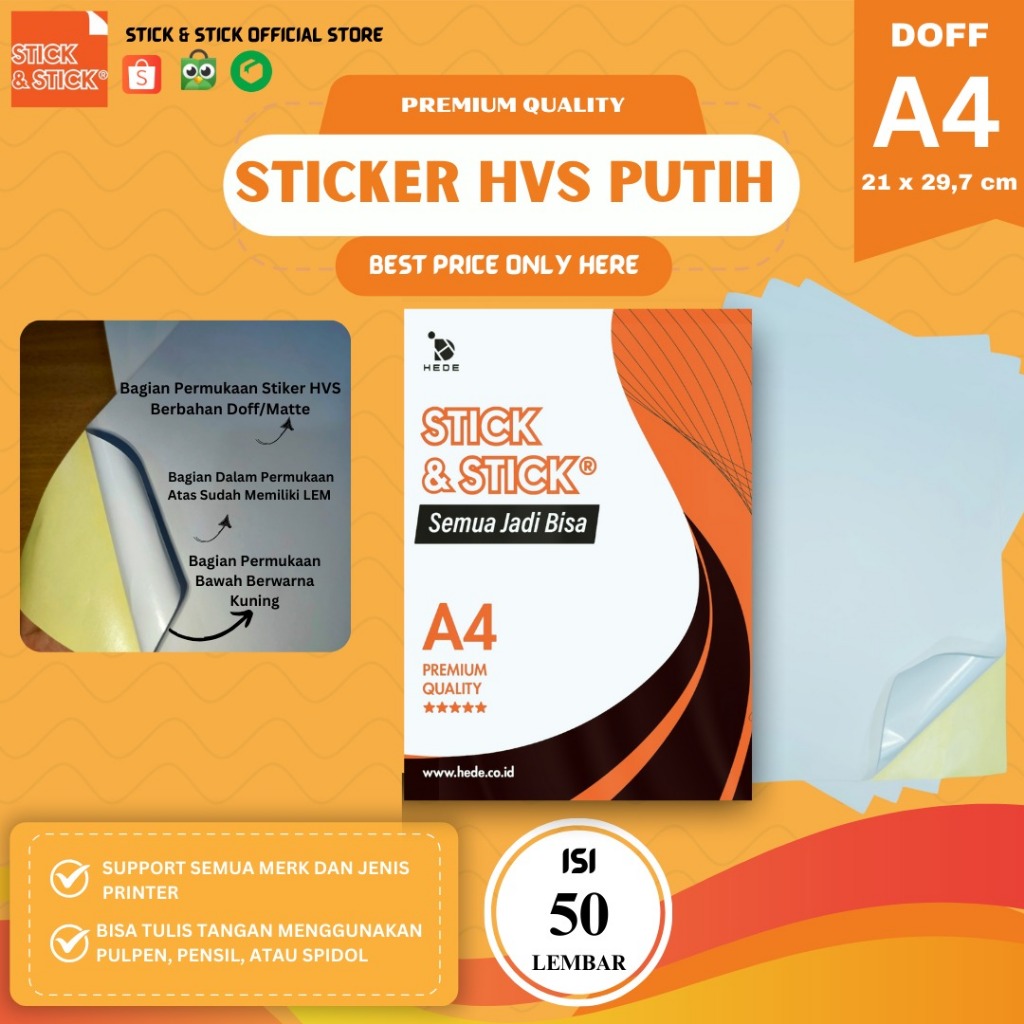 

Putih dan Tebal! Sticker HVS Doff A4 Isi 50 Lembar Premium Impor Bisa Tulis Tangan dan Print