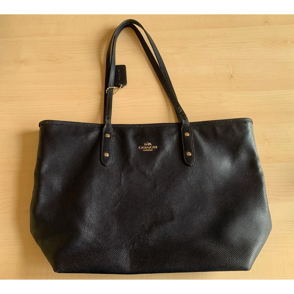 Coach Black Signature Leather Tote Bag Preloved