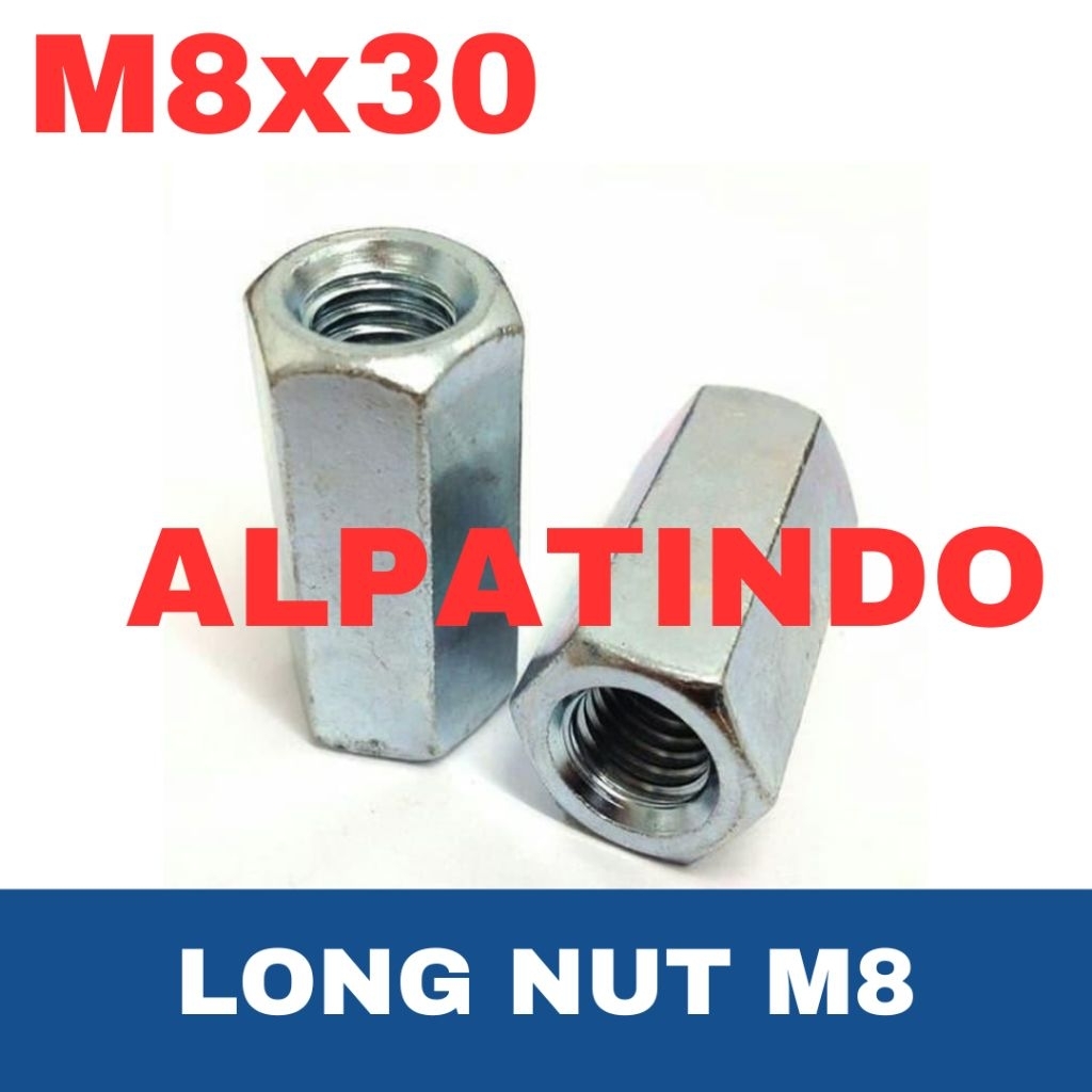 Long Nut M8 x 30 Galvanis - Mur Coupling - Mur Panjang M8