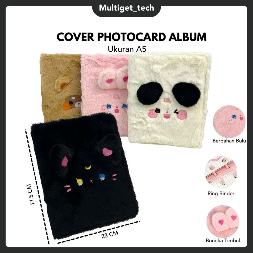 Composition Book Binder A5 6 Ring Album Photocard PC Tempat Penyimpanan Kartu Binder Fluffy