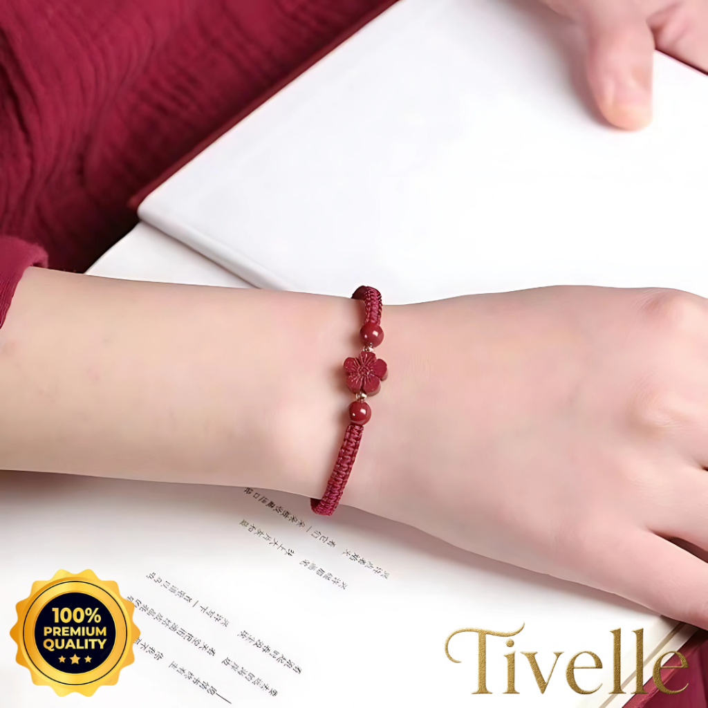 [BISA COD] Tivelle Jewelry Blossom Clover | Gelang Tali Merah Handmade Gelang Simple Aesthetic  Fash
