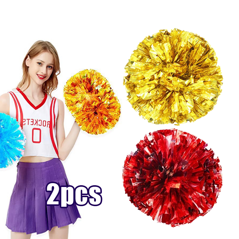 Pom Pom Cheerleader 2pcs Rumbai Pom Pom Tari Umbul Umbul Nari Bola Bunga Cheerleader