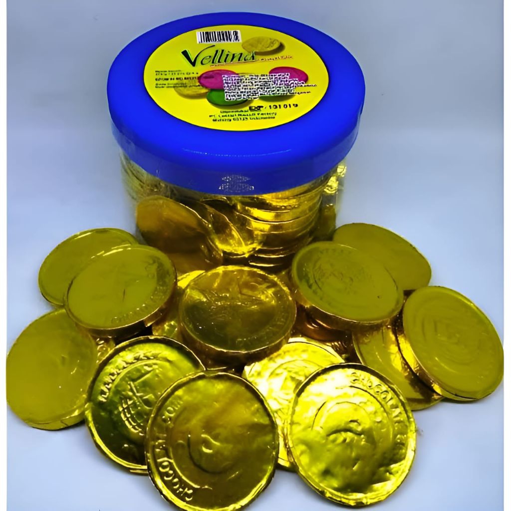

vellina coklat koin isi 45 pcs 1 toples snack food