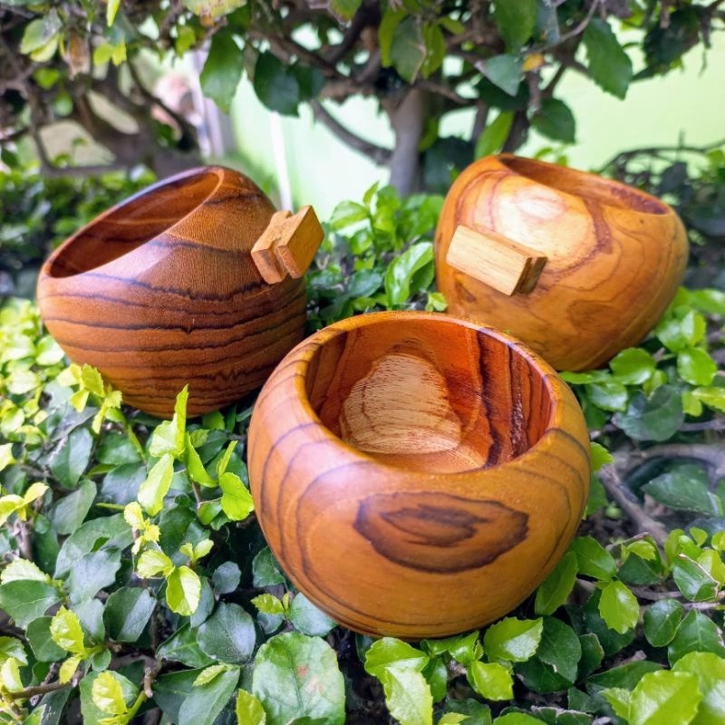 Cepuk Pakan Burung Kayu Jati Isi / Cepuk Pakan Burung / Cepuk Pakan Minum Kayu Jati / Tempat Pakan B