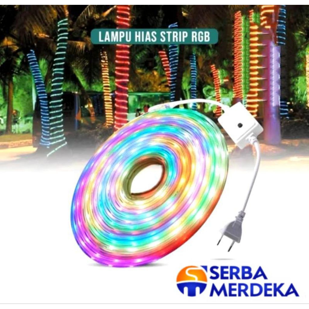Lampu LED STRIP 1 Meter Rainbow RGB SELANG 2835 1M 220v Satu Set Tinggal Colok