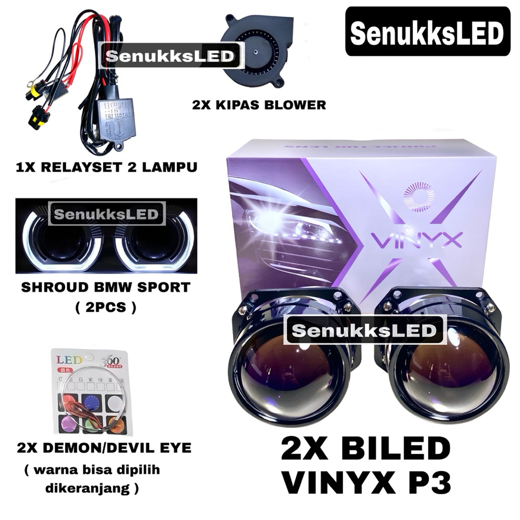 PAKET BILED VINYX P3 50WATT PURPLE LENS 2,5 INCH BILED VINYX