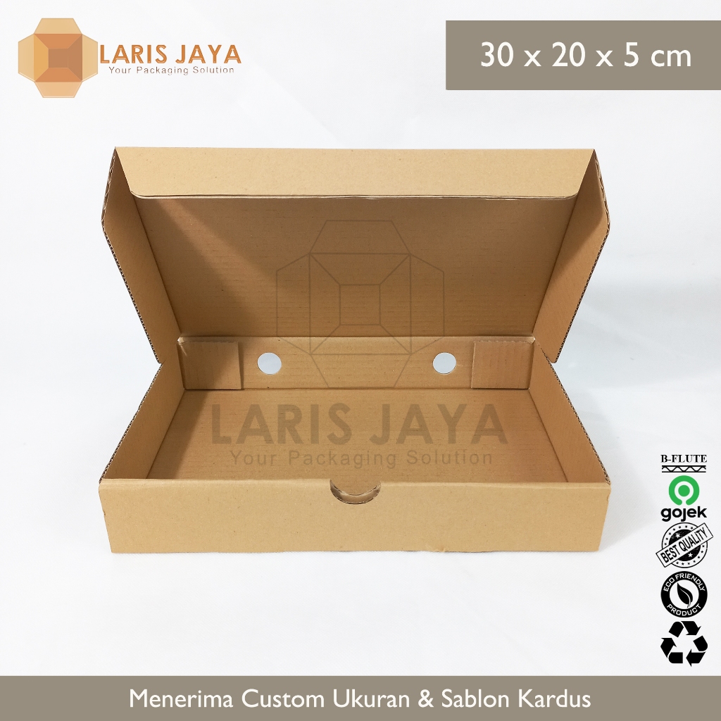 

Kardus uk. 30 x 20 x 5 cm....Die Cut karton box untuk Kotak Aksesoris dll model box pizza
