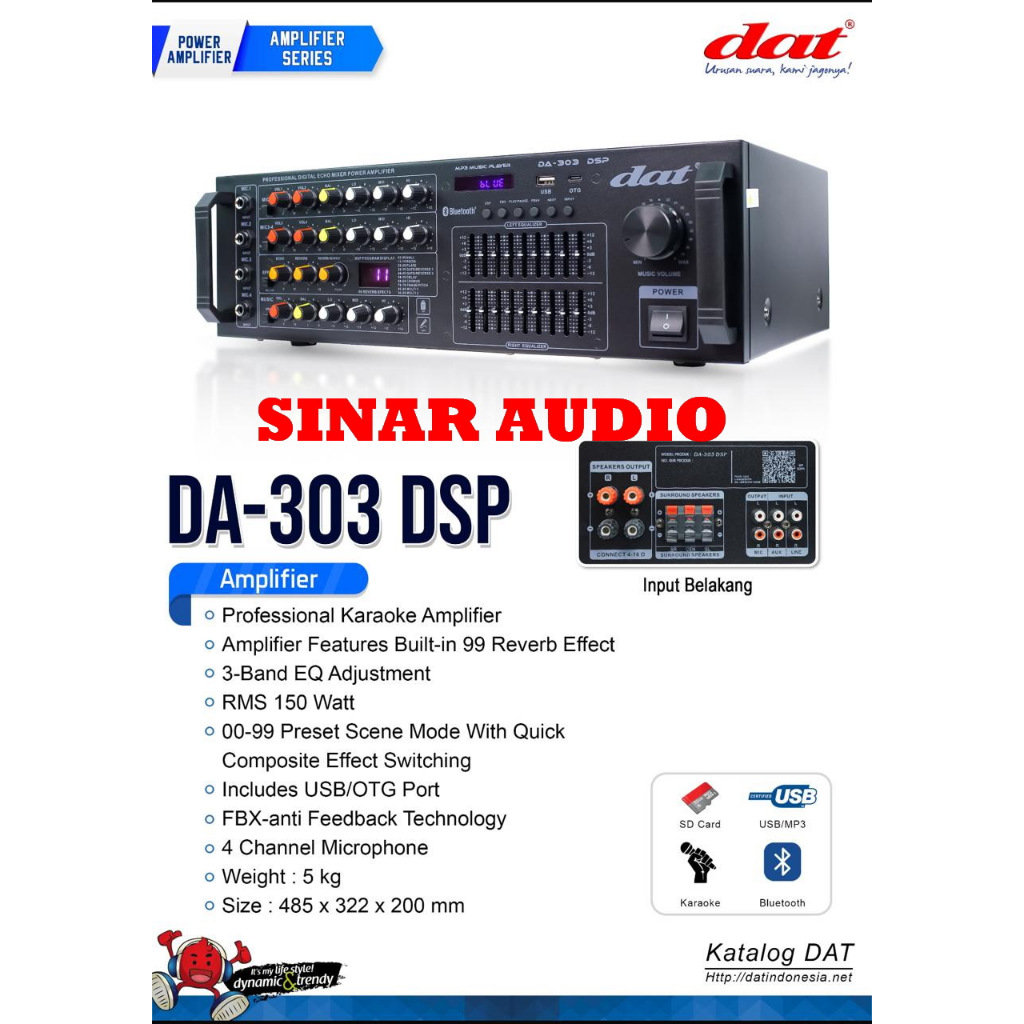 Amplifier power mixer karaoke dat da 303 bluetooth DA303 DA 303 DAT303 DA303 ORIGINAL/ DAT DA303 DSP