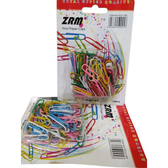 

1 Kotak Klip Kertas Warna Kecil ZRM Vynil Paper Clips 100 Pieces - Isi 100 Buah