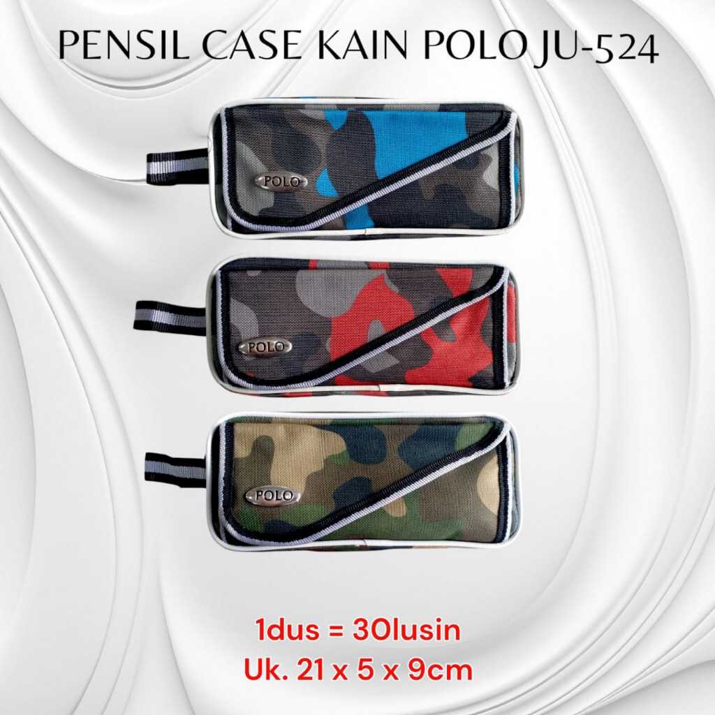 

Pensil case kain resleting polo JU-524 / tempat pensil kain motif tentara