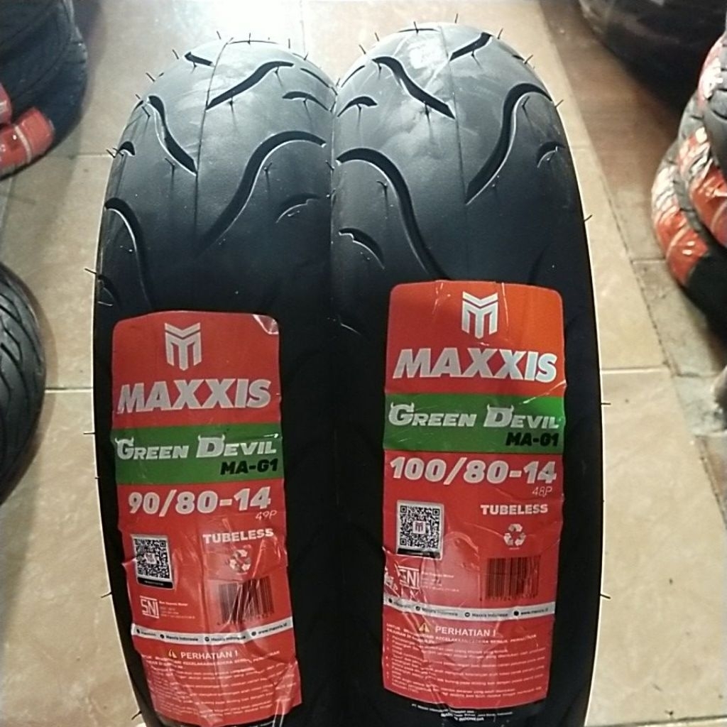 Maxxis MAG1 90/80 & 100/80-14 Green Devil Vario Beat (SEPASANG)
