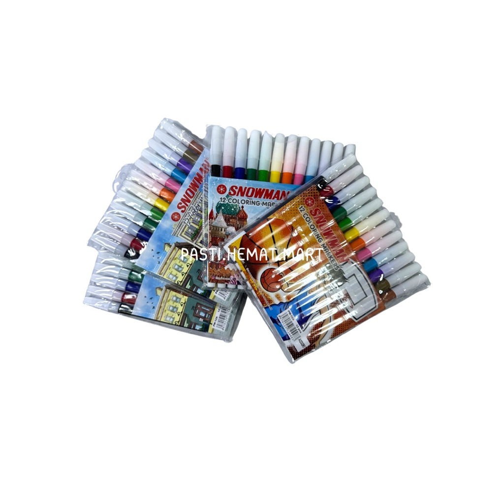 

Spidol Mini 12 Warna SNOWMAN | Spidol Permanen Kecil Waterproof 12 Colors