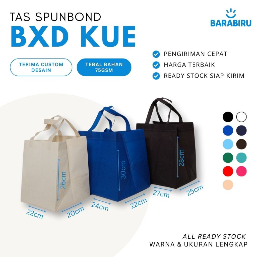 

[ Tas Spunbond ] Box Kue / Nasi Kotak / Dus / Goodie Bag Kain Bakery / Bento Hantaran / Kantong 3D