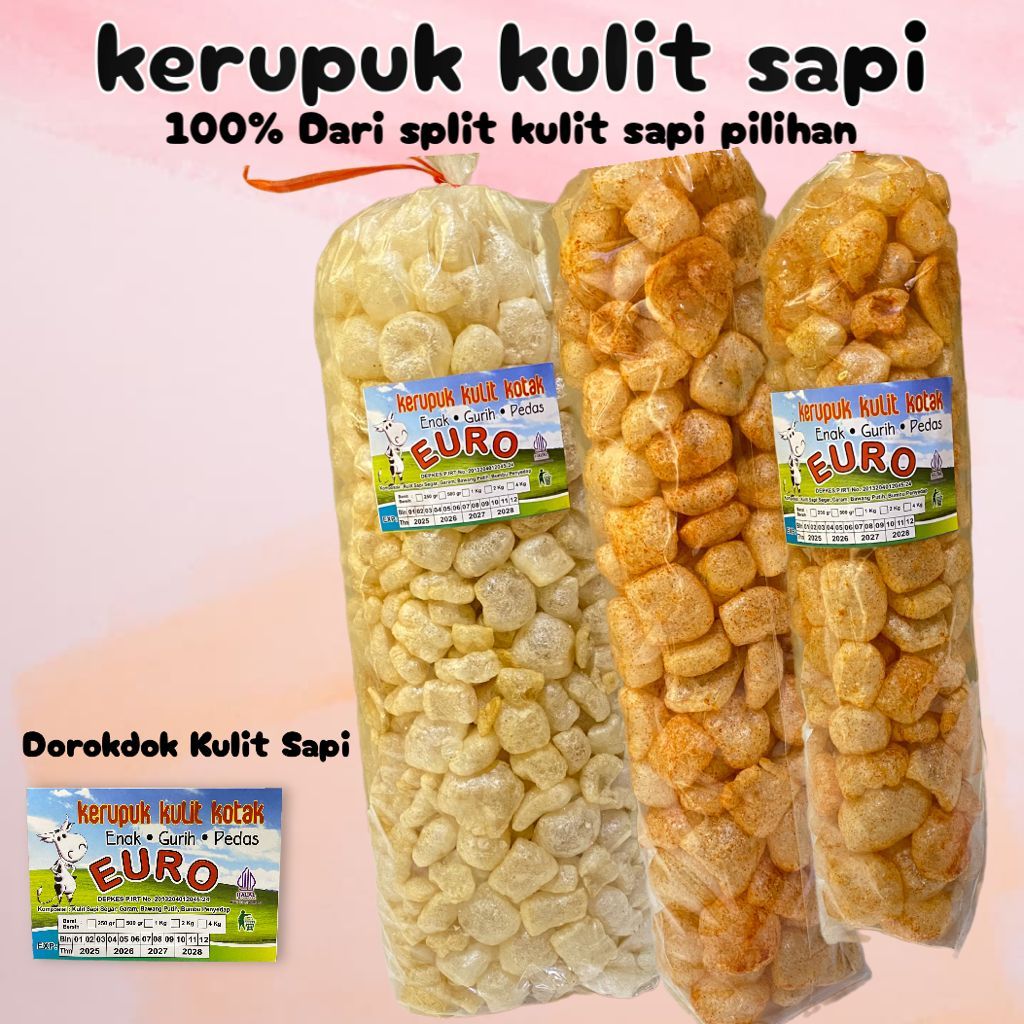 

Cemilan Kerupuk Kulit sapi Premium Dorokdok Kulit sapi Asli Renyah dan Gurih