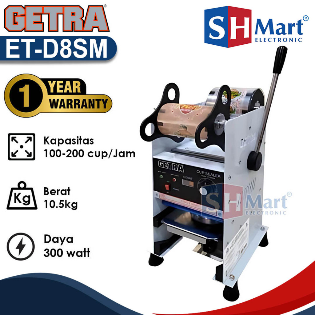 CUP SEALER GETRA MANUAL ET-D8SM / ET-D8S MESIN PENYEGEL GELAS PLASTIK WITH COUNTER GARANSI RESMI
