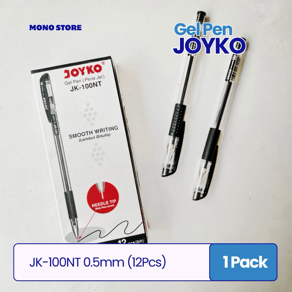 

[1 Pack (12 Pcs)] Joyko Pulpen Gel JK-100NT 0.5mm (Tinta Hitam) / Pulpen Gel Sekolah atau Sehari hari