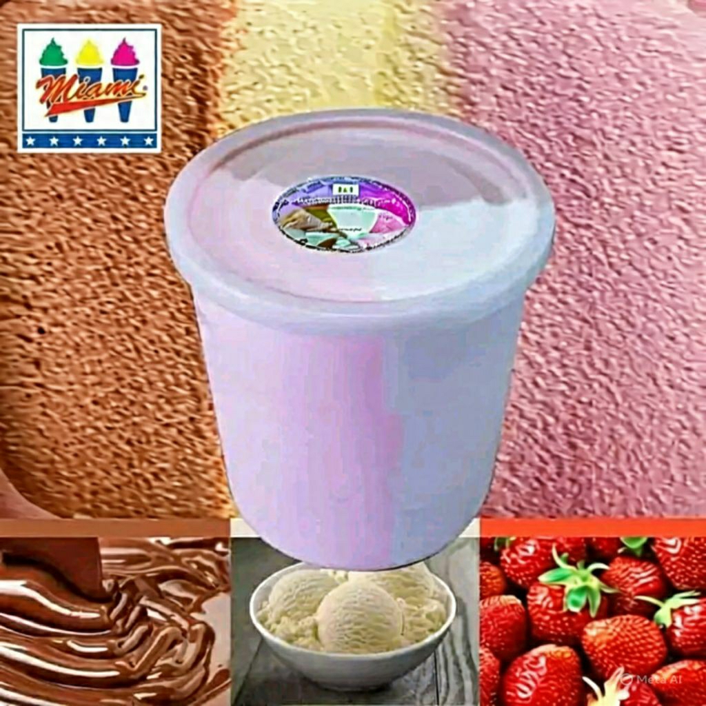 

Es Krim/Ice Cream Miami Neopolitan 8 Liter Bonus Free 40pcs Cone
