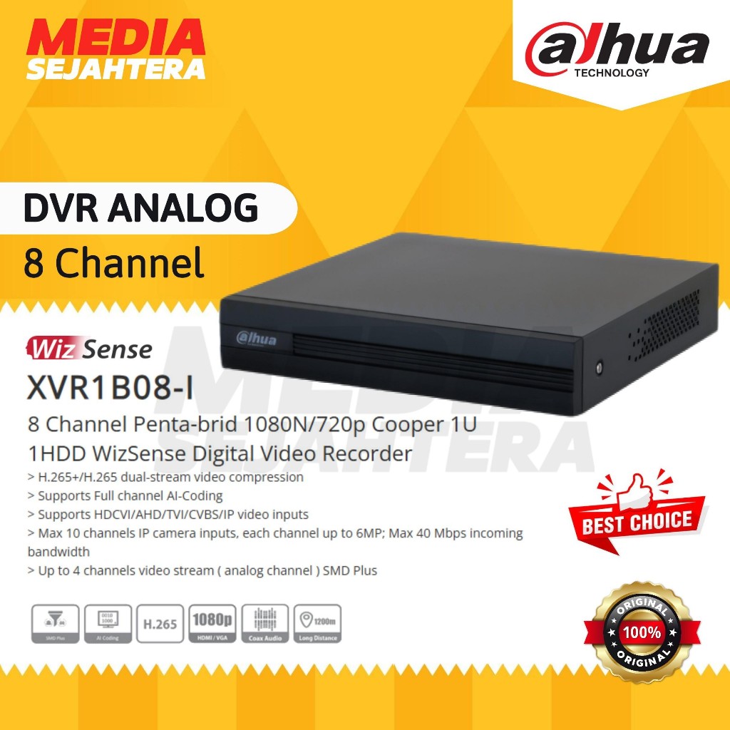 DVR Analog Dahua 8 Channel 2MP Cooper Support Audio Series