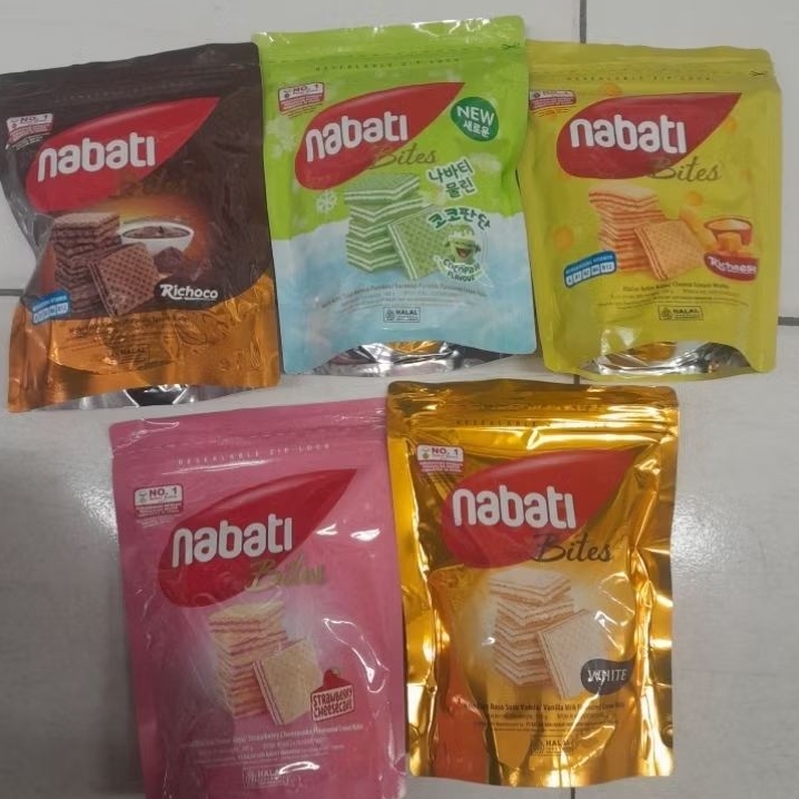 

Nabati bites biskuit wafer cream rasa COKLAT / KEJU / COCOPANDAN / WHITE VANILA / STRAWBERRY CHEESECAKE 100gr