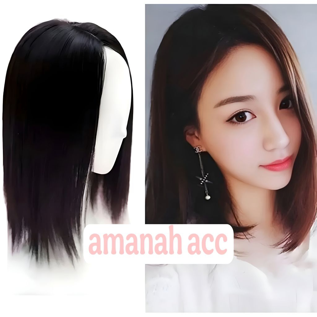 WIG TOUPEE BOTAK WANITA/Toupee Clip Penutup Uban/Toupe Belah Tengah