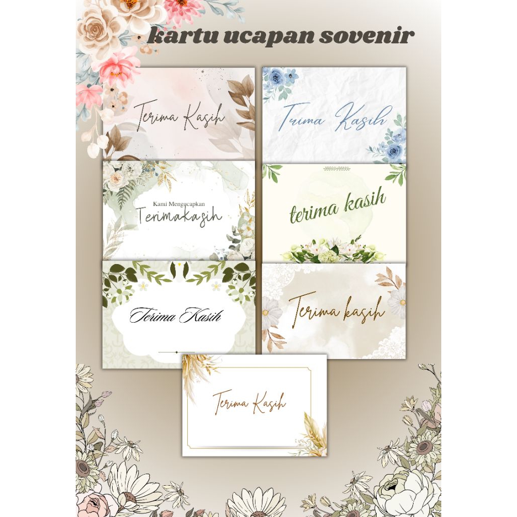 Kartu Ucapan Terima Kasih / Thank You Card Custom  – Cocok untuk Acara nikahan, aqiqah, tasyakuran
