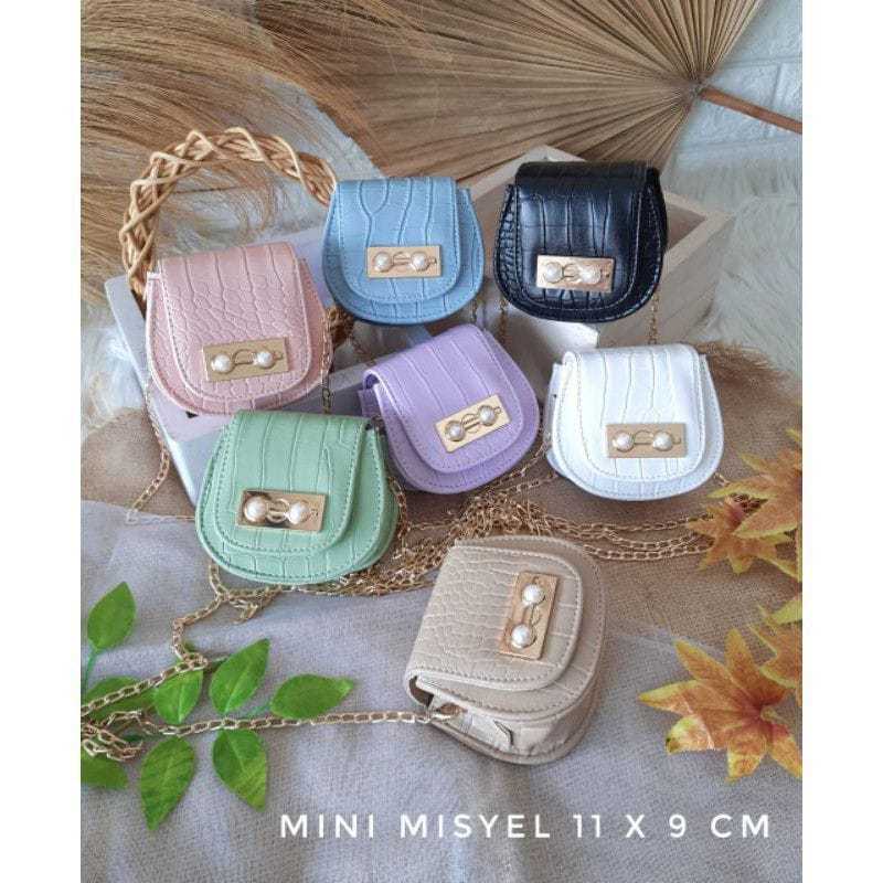 Tas Selempang Rantai misyel Croco Mini Pearl Tas Wanita Tas Slempang Termurah