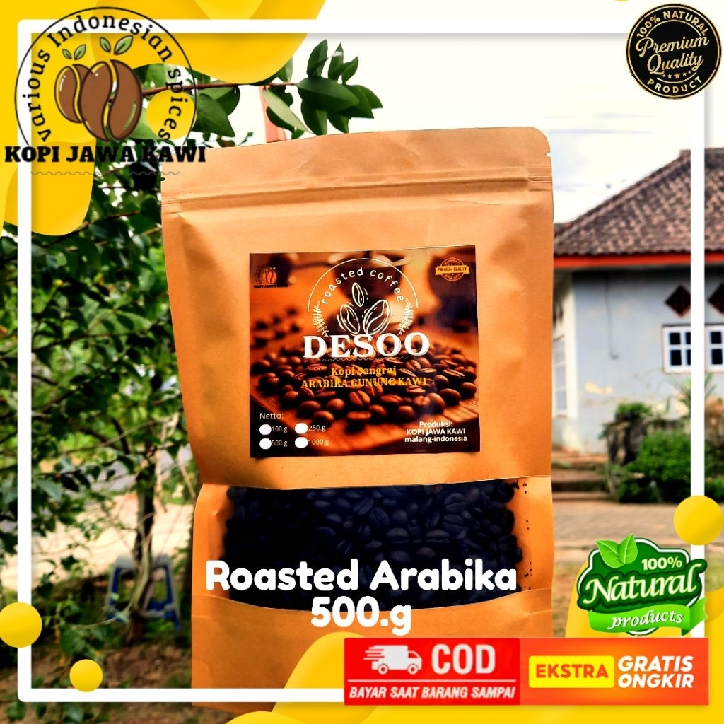 

KOPI ARABIKA Fresh Roasted 500 gr Murni Biji Kopi Petik Merah Natural Honey KOPI DESOO GUNUNG KAWI
