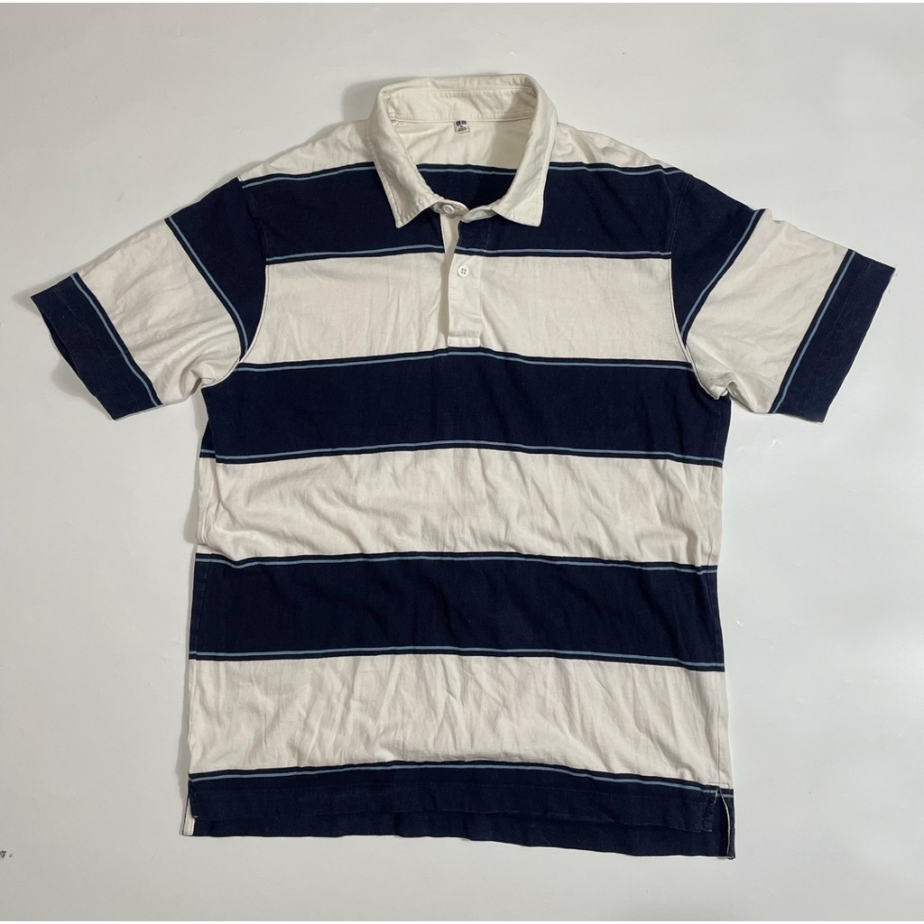 Kaos polo uniqlo rugger garis
