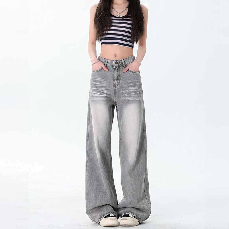 Alice Jeans-Abu abu Fashion Highwaist Celana Baggy Jeans Cwek Style