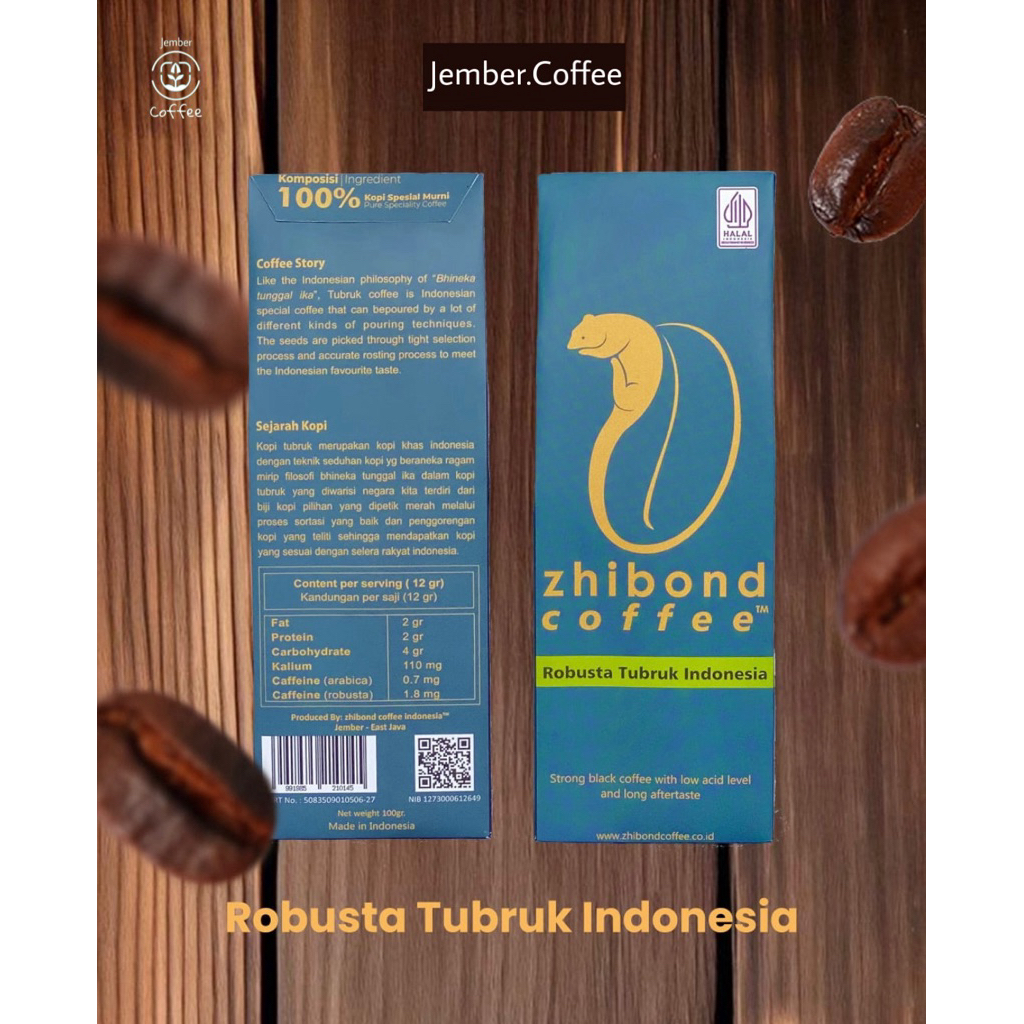 

Kopi Robusta Tubruk Premium Bubuk – Zhibond Coffee 100gr (Asli Jember, Halal, Specialty Coffee)