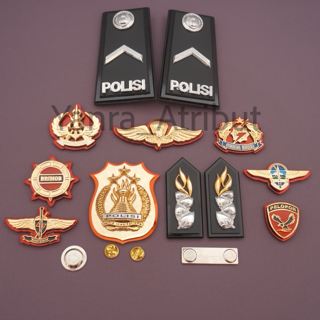 Paket Atribut Lengkap Pangkat Bintara / Pin Brevet Brivet PENERJUN / Pelopor / Wanteror / Eoda kompa