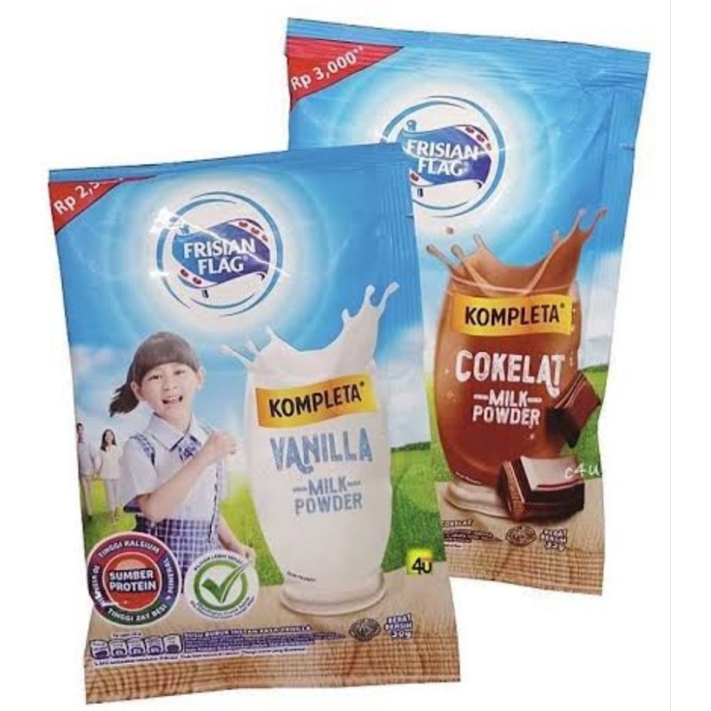 

Frisian Flag Susu Bubuk 35g 10 sachet/Renteng Cokelat &vanila