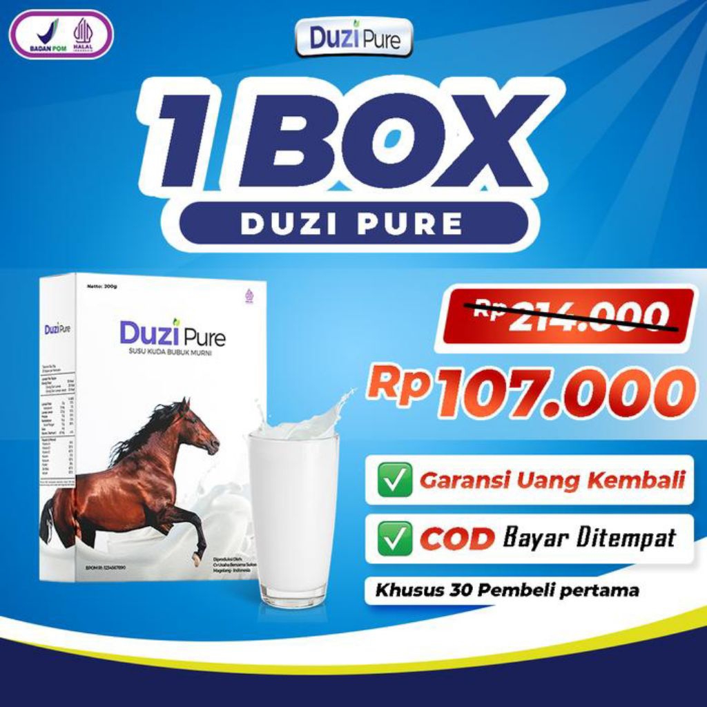 

Duzi Pure Susu Kuda Bubuk dengan Herbal - Paket 1 Box