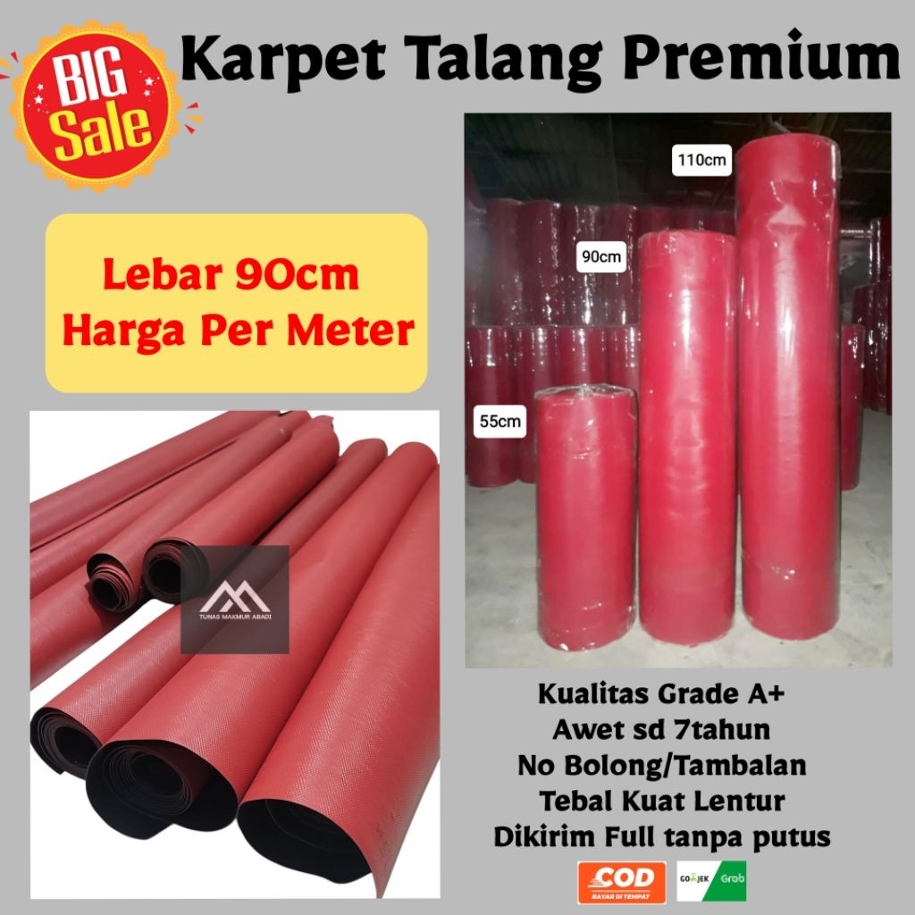 Karpet Talang Air 90cm Merah Hitam Pelindung Atap Rumah Tebal Kuat Anti Bocor | Talang Karet Alas Ka