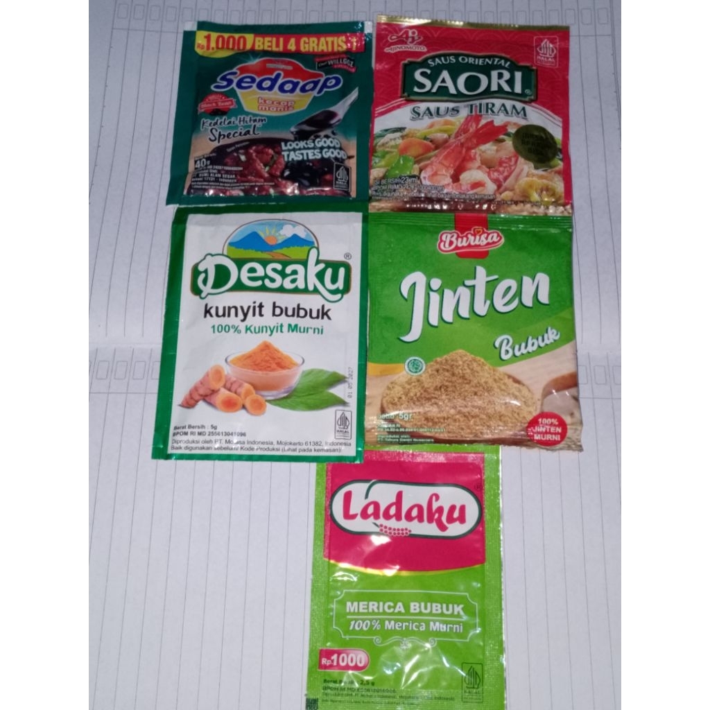 

Kecap Sedaap+Kunyit Bubuk+Saori Saus Tiram+Jinten Bubuk 5 gram+Ladaku Paket 4P (TRB177)