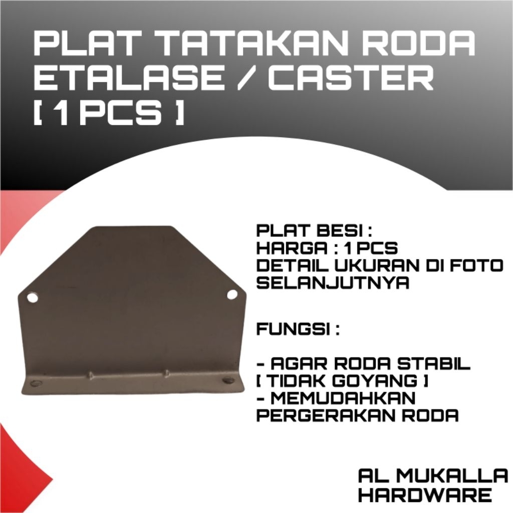 [ 1 Pcs ] Plat Tatakan Roda Caster Etalase | Plat Besi Roda Etalase