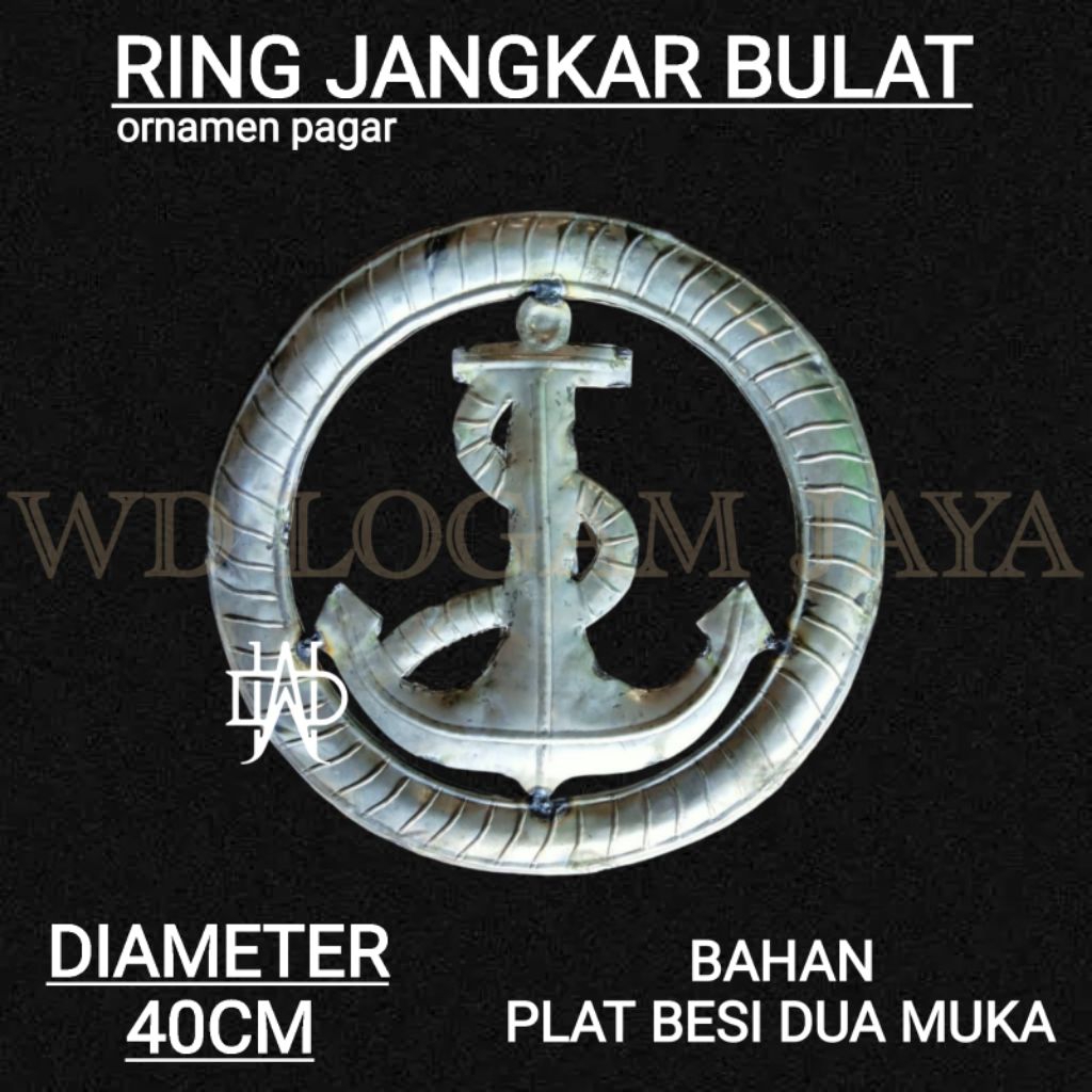 ORNAMEN PAGAR BESI RING JANGKAR 40CM BAHAN PLAT BESI DUA MUKA, AKSESORIS PINTU PAGAR BESI