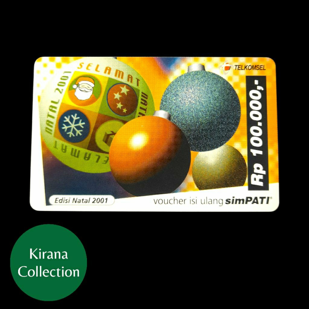 LOT T395 KOLEKSI KARTU TELEPON LAMA INDONESIA VOUCHER SIMPATI EDISI NATAL 2001 USED BEKAS