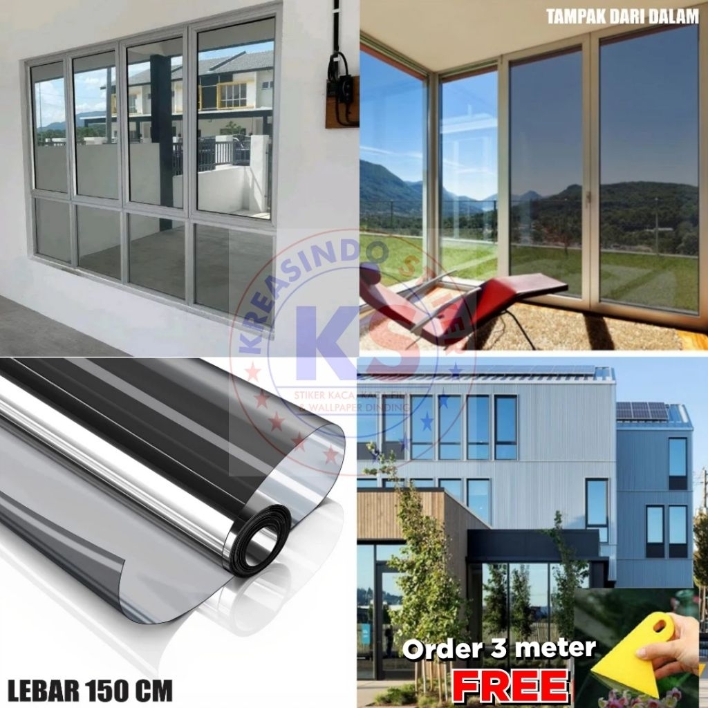 Kaca Film One Way Silver - Silver Black Silver