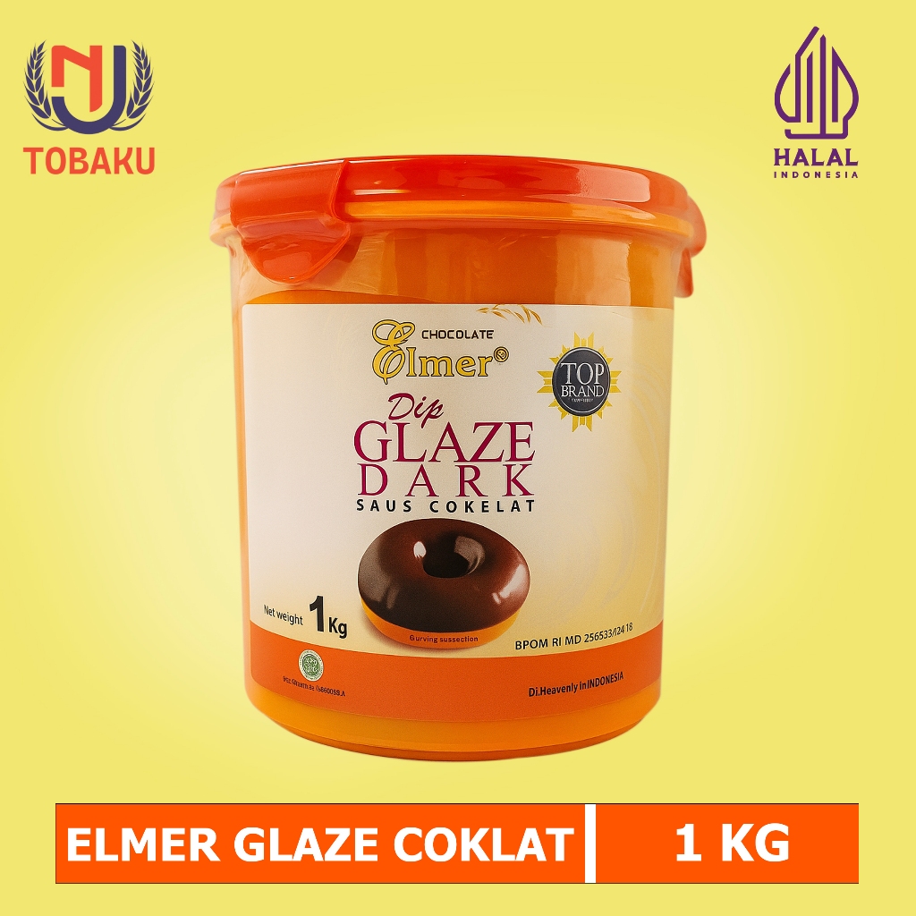 

ELMER DIP GLAZE COKLAT KEMASAN TOPLES 1 KG / TOPPING DONAT