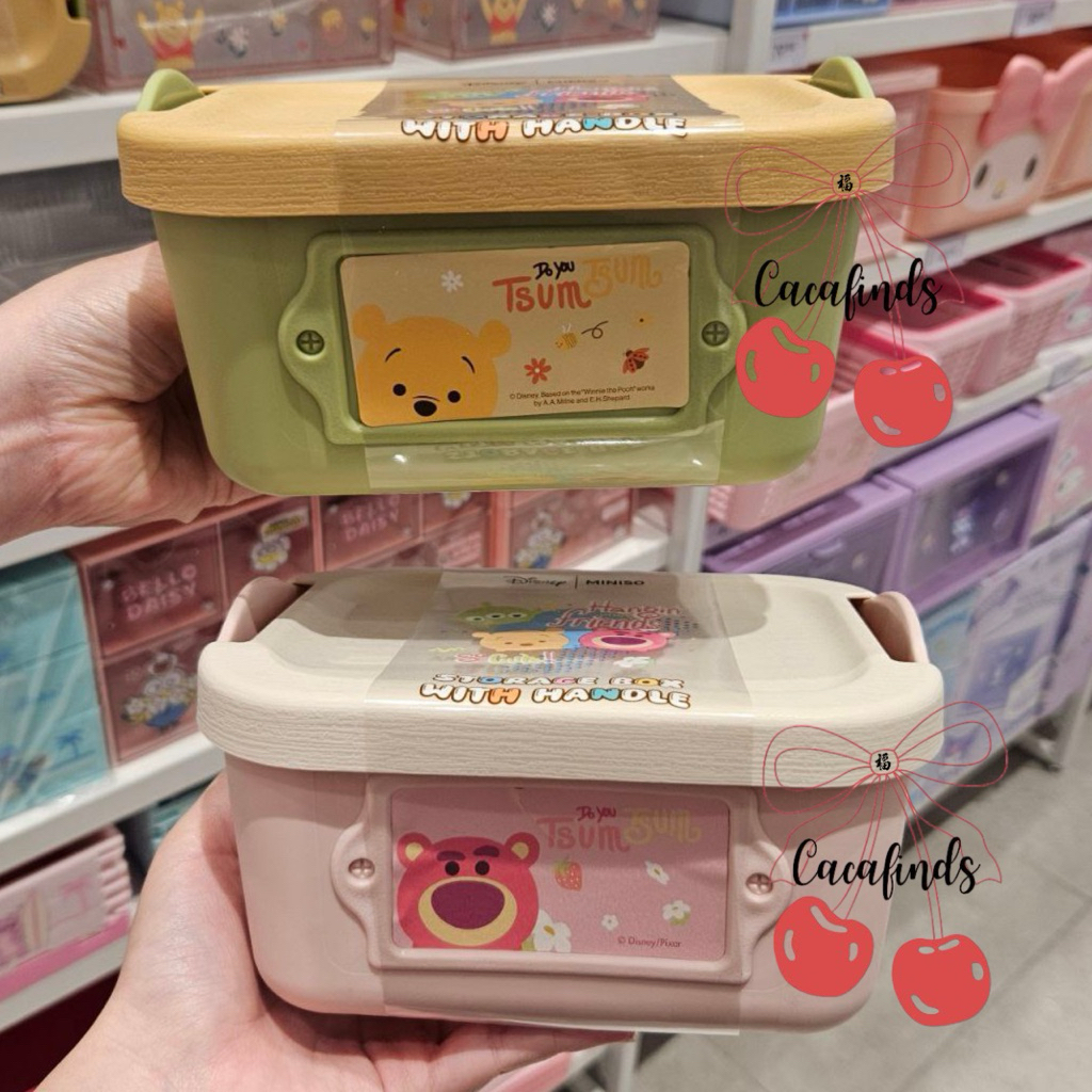 MINISO x Disney‼️Storage Box With Handle / Kotak Penyimpanan Disney Winnie The Pooh & Friends Tsum T