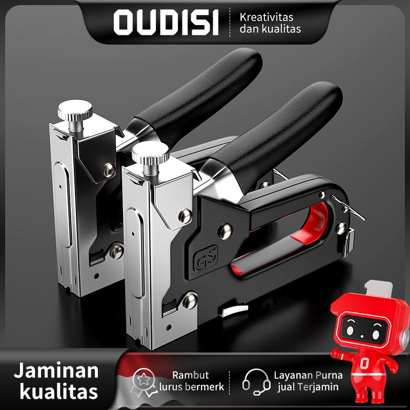

OUDISI Gratis 600 Paku / 4 In 1 Stapler Gun / 4 In 1 Pistol Kuku / Staples Tembak Gun Tacker / Powerfull Pistol Stapler / Furnitur DIY Pelapis Pistol Stapler / Dekorasi Rumah Alat Pertukangan / Multifungsi Pistol Stapler