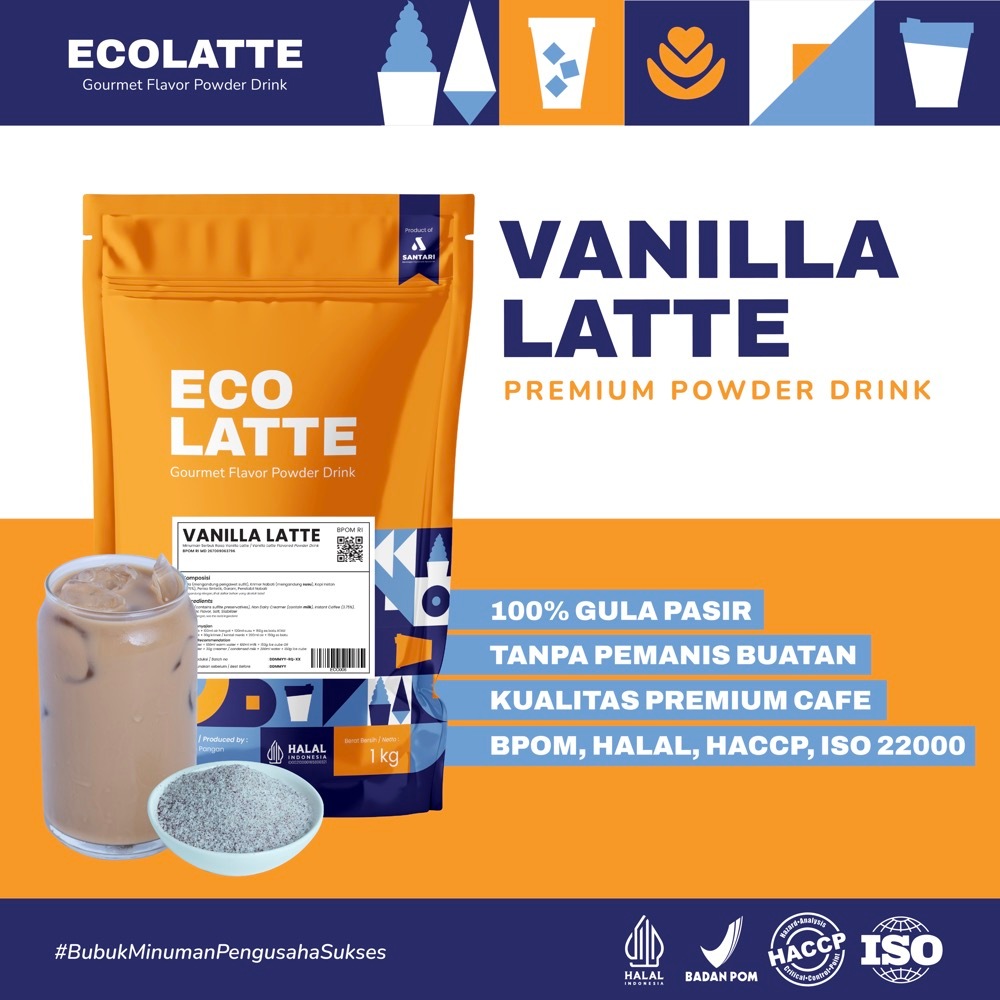 

ECOLATTE VANILLA LATTE 1 KG Bubuk Minuman Premium Powder Drink Enak Rasa Kopi Vanilla