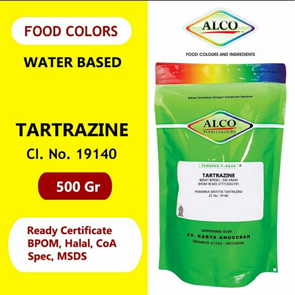 

Pewarna Makanan Kue Bubuk ALCO 500 gr Mixing Colour Tartrazine