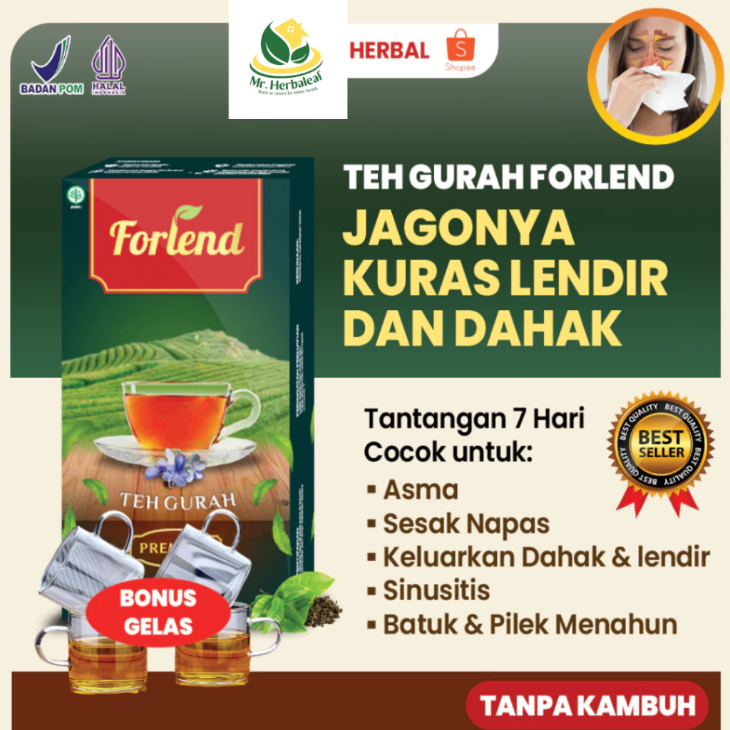 

Teh Gurah FORLEND- Atasi Batuk Berdahak, TBC, Asma, Sinusitis, Hidung Tersumbat- BPOM Halal