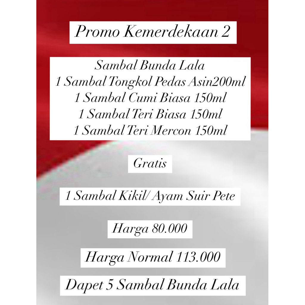 

Promo Sambal Kemerdekaan 2